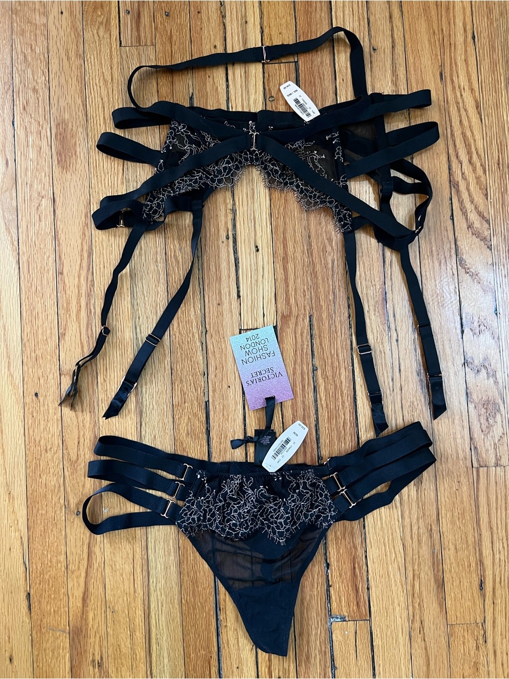 Victoria's Secret Embroidered Strappy Thong & Garter Set, Fashion Show London